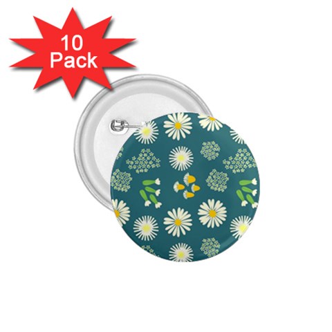 Drawing Flowers Meadow White 1.75  Buttons (10 pack) from ZippyPress Front