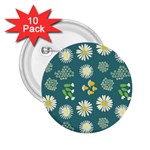 Drawing Flowers Meadow White 2.25  Buttons (10 pack) 