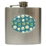 Drawing Flowers Meadow White Hip Flask (6 oz)