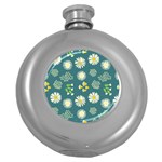 Drawing Flowers Meadow White Round Hip Flask (5 oz)