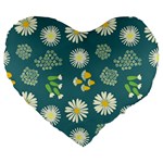 Drawing Flowers Meadow White Large 19  Premium Heart Shape Cushions
