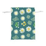 Drawing Flowers Meadow White Lightweight Drawstring Pouch (M)