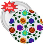 Bloom Plant Flowering Pattern 3  Buttons (10 pack) 