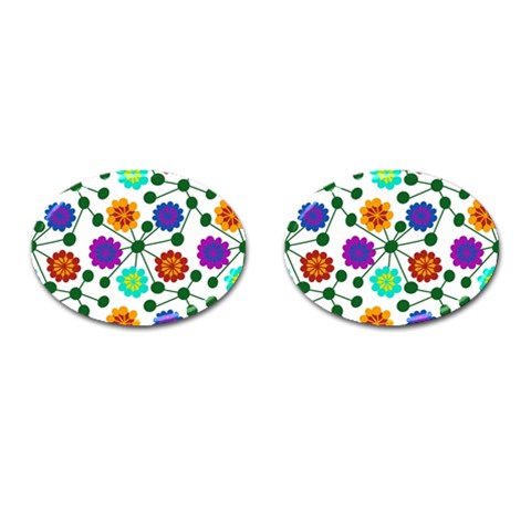 Bloom Plant Flowering Pattern Cufflinks (Oval) from ZippyPress Front(Pair)
