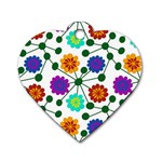 Bloom Plant Flowering Pattern Dog Tag Heart (Two Sides)