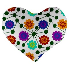 Bloom Plant Flowering Pattern Large 19  Premium Heart Shape Cushions from ZippyPress Front