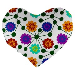 Bloom Plant Flowering Pattern Large 19  Premium Heart Shape Cushions from ZippyPress Back