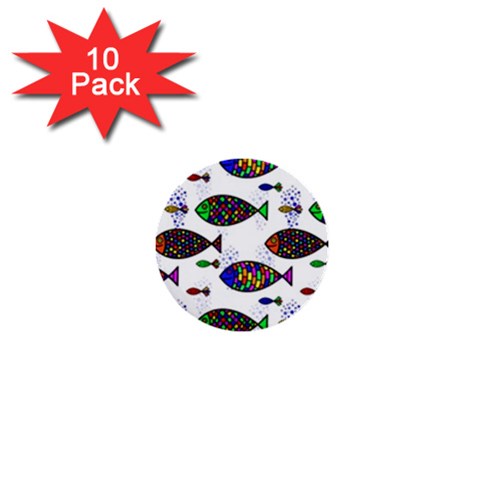 Fish Abstract Colorful 1  Mini Buttons (10 pack)  from ZippyPress Front