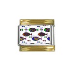 Fish Abstract Colorful Gold Trim Italian Charm (9mm)