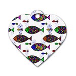 Fish Abstract Colorful Dog Tag Heart (Two Sides)