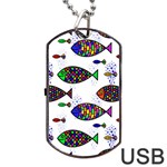 Fish Abstract Colorful Dog Tag USB Flash (Two Sides)