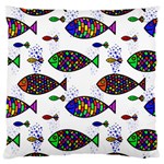 Fish Abstract Colorful Large Premium Plush Fleece Cushion Case (One Side)