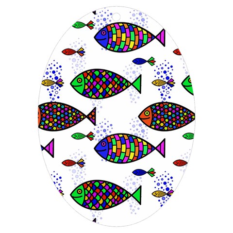 Fish Abstract Colorful UV Print Acrylic Ornament Oval from ZippyPress Front