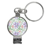 Bloom Nature Plant Pattern Nail Clippers Key Chain