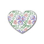 Bloom Nature Plant Pattern Rubber Heart Coaster (4 pack)