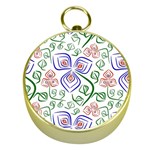Bloom Nature Plant Pattern Gold Compasses