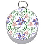 Bloom Nature Plant Pattern Silver Compasses