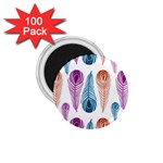 Pen Peacock Colors Colored Pattern 1.75  Magnets (100 pack) 