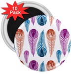 Pen Peacock Colors Colored Pattern 3  Magnets (10 pack) 