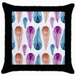Pen Peacock Colors Colored Pattern Throw Pillow Case (Black)