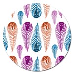 Pen Peacock Colors Colored Pattern Magnet 5  (Round)