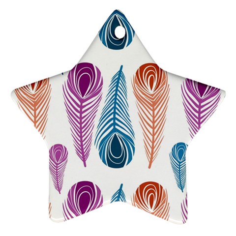 Pen Peacock Colors Colored Pattern Star Ornament (Two Sides) from ZippyPress Front