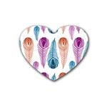 Pen Peacock Colors Colored Pattern Rubber Coaster (Heart)