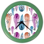 Pen Peacock Colors Colored Pattern Color Wall Clock