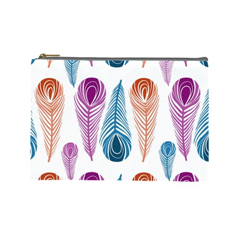 Pen Peacock Colors Colored Pattern Cosmetic Bag (Large) from ZippyPress Front