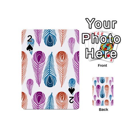 Pen Peacock Colors Colored Pattern Playing Cards 54 Designs (Mini) from ZippyPress Front - Spade2