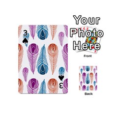Pen Peacock Colors Colored Pattern Playing Cards 54 Designs (Mini) from ZippyPress Front - Spade3