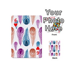 Pen Peacock Colors Colored Pattern Playing Cards 54 Designs (Mini) from ZippyPress Front - Heart6