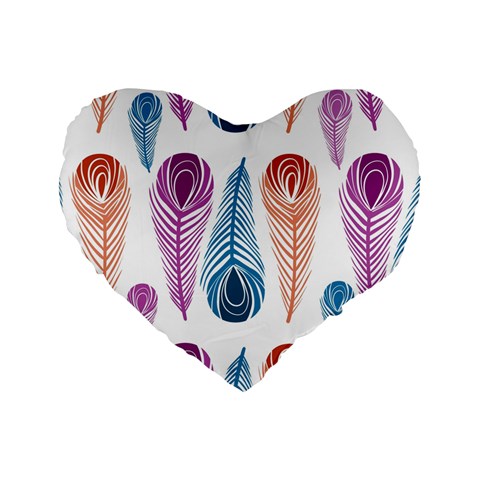 Pen Peacock Colors Colored Pattern Standard 16  Premium Heart Shape Cushions from ZippyPress Front