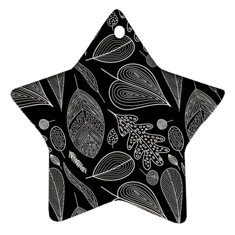 Leaves Flora Black White Nature Ornament (Star) from ZippyPress Front