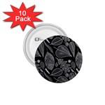 Leaves Flora Black White Nature 1.75  Buttons (10 pack)