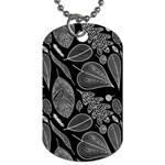 Leaves Flora Black White Nature Dog Tag (Two Sides)