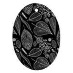 Leaves Flora Black White Nature Oval Ornament (Two Sides)