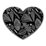 Leaves Flora Black White Nature Heart Mousepad