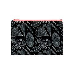 Leaves Flora Black White Nature Cosmetic Bag (Medium) from ZippyPress Front