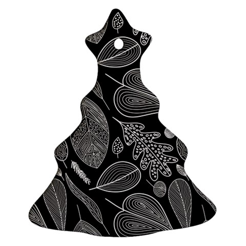 Leaves Flora Black White Nature Ornament (Christmas Tree)  from ZippyPress Front