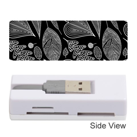 Leaves Flora Black White Nature Memory Card Reader (Stick) from ZippyPress Front