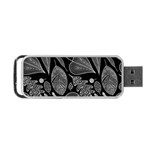 Leaves Flora Black White Nature Portable USB Flash (One Side)