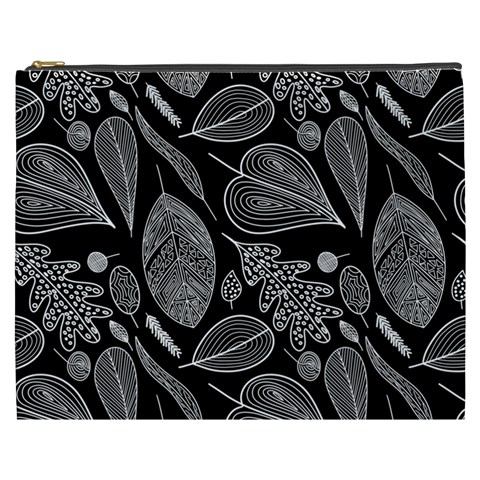 Leaves Flora Black White Nature Cosmetic Bag (XXXL) from ZippyPress Front