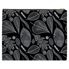 Leaves Flora Black White Nature Cosmetic Bag (XXXL) from ZippyPress Back
