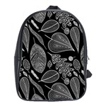 Leaves Flora Black White Nature School Bag (XL)