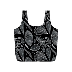 Leaves Flora Black White Nature Full Print Recycle Bag (S) from ZippyPress Back