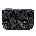 Leaves Flora Black White Nature Large Coin Purse