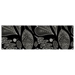 Leaves Flora Black White Nature Banner and Sign 12  x 4 