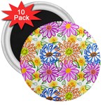 Bloom Flora Pattern Printing 3  Magnets (10 pack) 