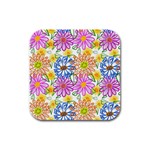 Bloom Flora Pattern Printing Rubber Square Coaster (4 pack)
